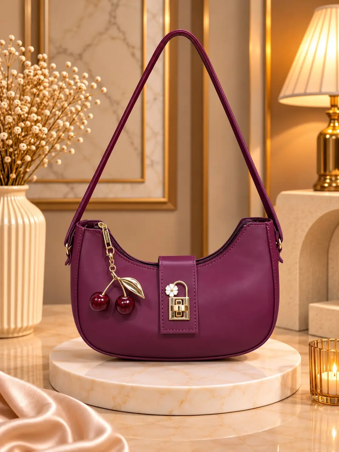 Women's Leather Plain Shoulder Bag