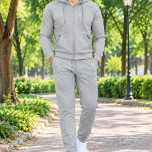 2 Pcs Men's Fleece Plain Zipper Track Suit