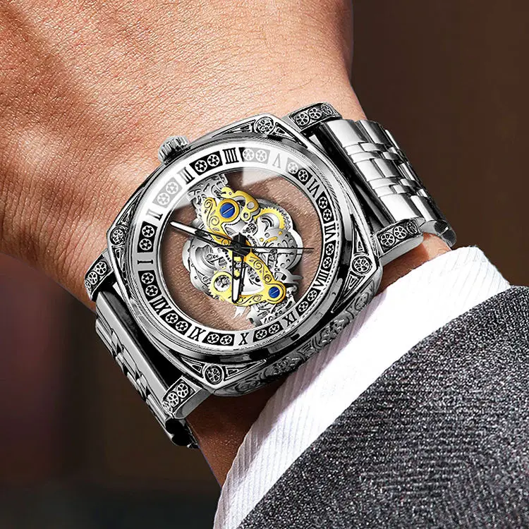 BINBOND Genuine Retro Carved Quartz Luxury Watch - Image 3