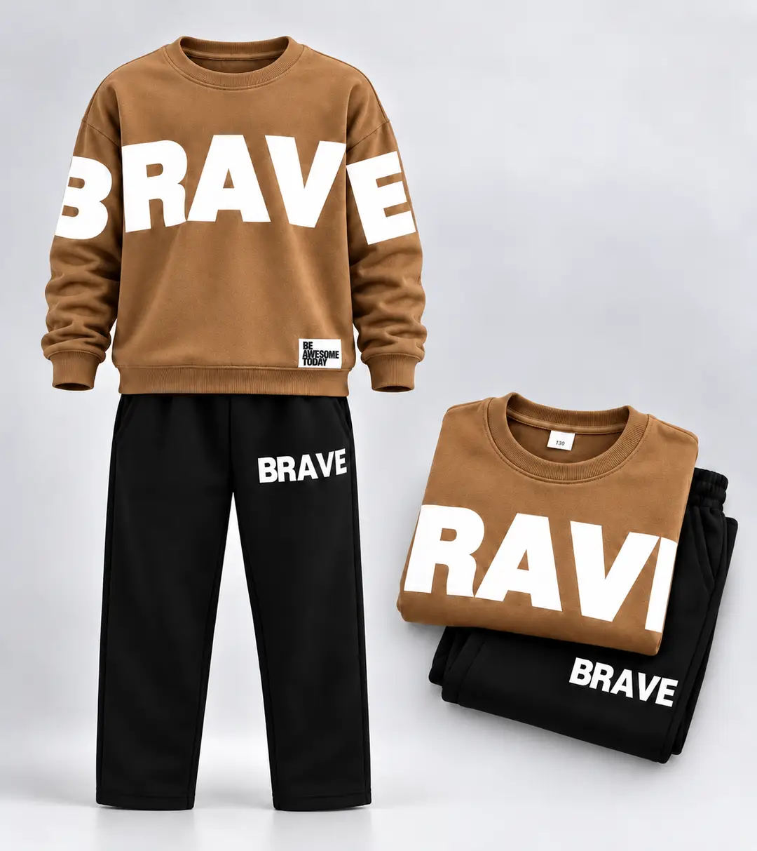 2 Pcs Boy's Fleece Printed Tracksuit - Image 2
