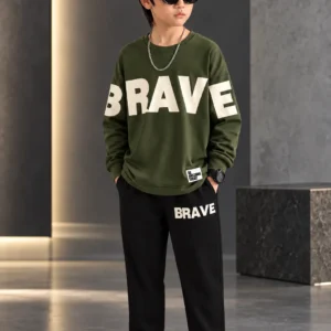 2 Pcs Boy's Fleece Printed Tracksuit