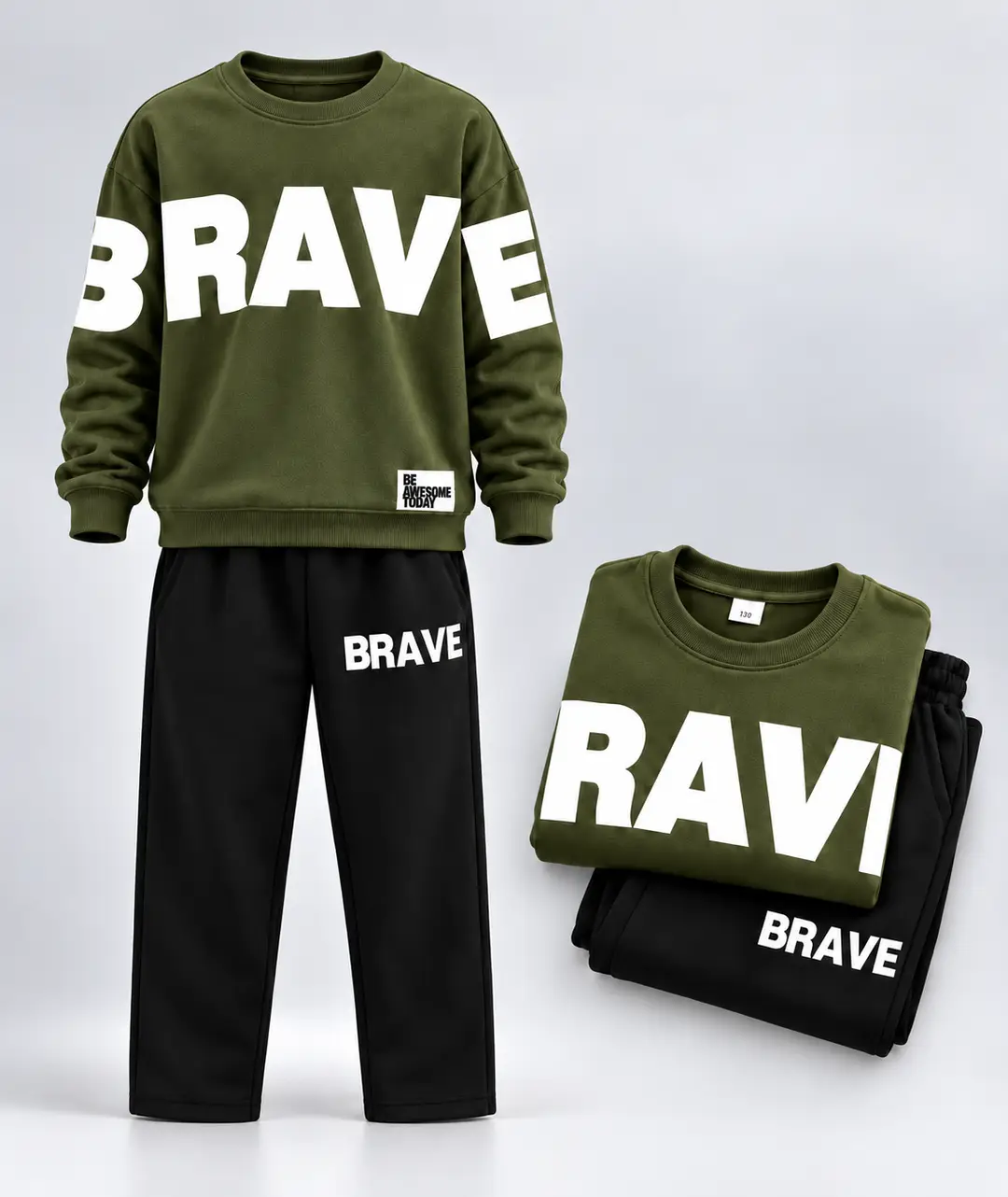2 Pcs Boy's Fleece Printed Tracksuit - Image 2