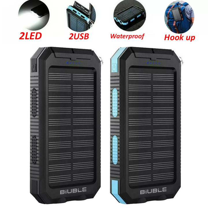 1o000mAh Solar Power Bank Waterproof 2USB LED Battery Charger For Cell Phone - Image 10