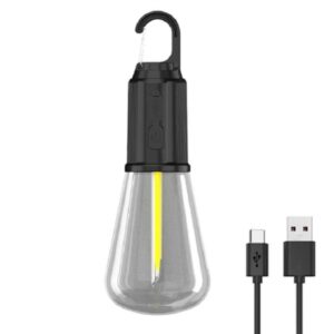 Rechargeable Hanging Bulb Black LED Warm Light