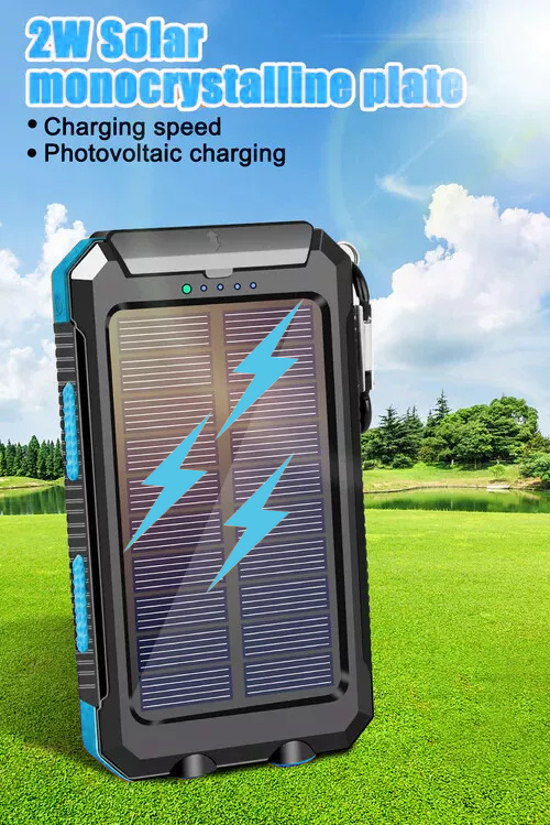 1o000mAh Solar Power Bank Waterproof 2USB LED Battery Charger For Cell Phone - Image 9