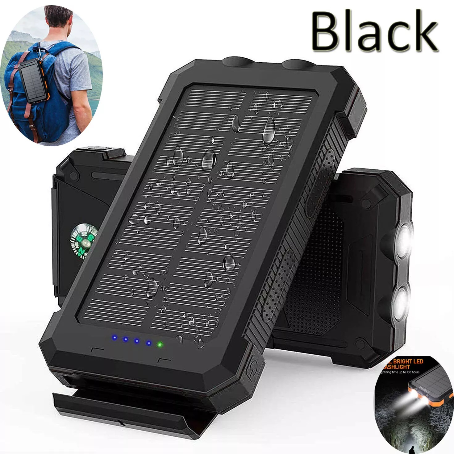 1o000mAh Solar Power Bank Waterproof 2USB LED Battery Charger For Cell Phone - Image 8