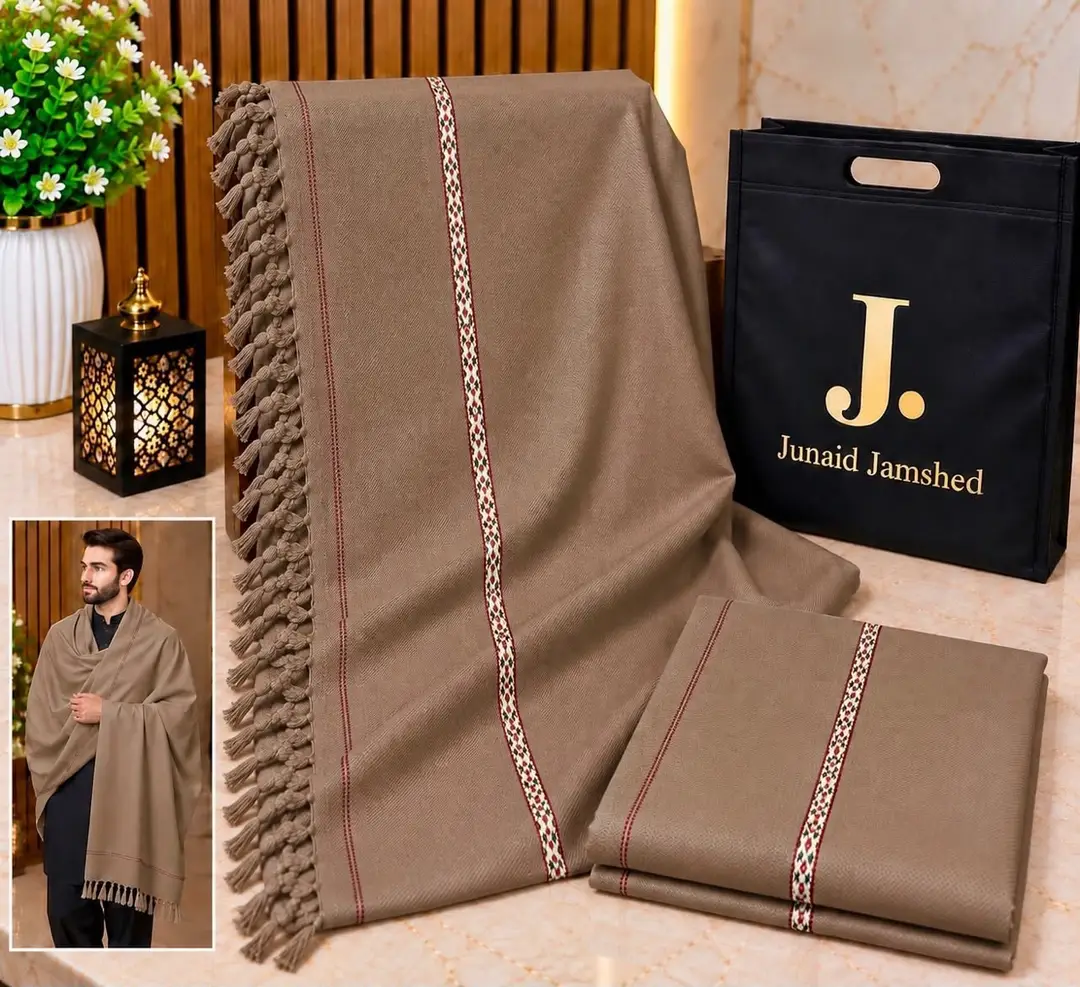 1 Pc Men's Wool Texture Shawl - Image 2