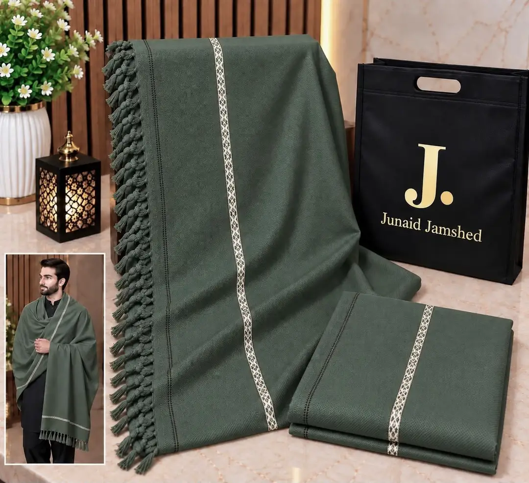 1 Pc Men's Wool Texture Shawl - Image 2