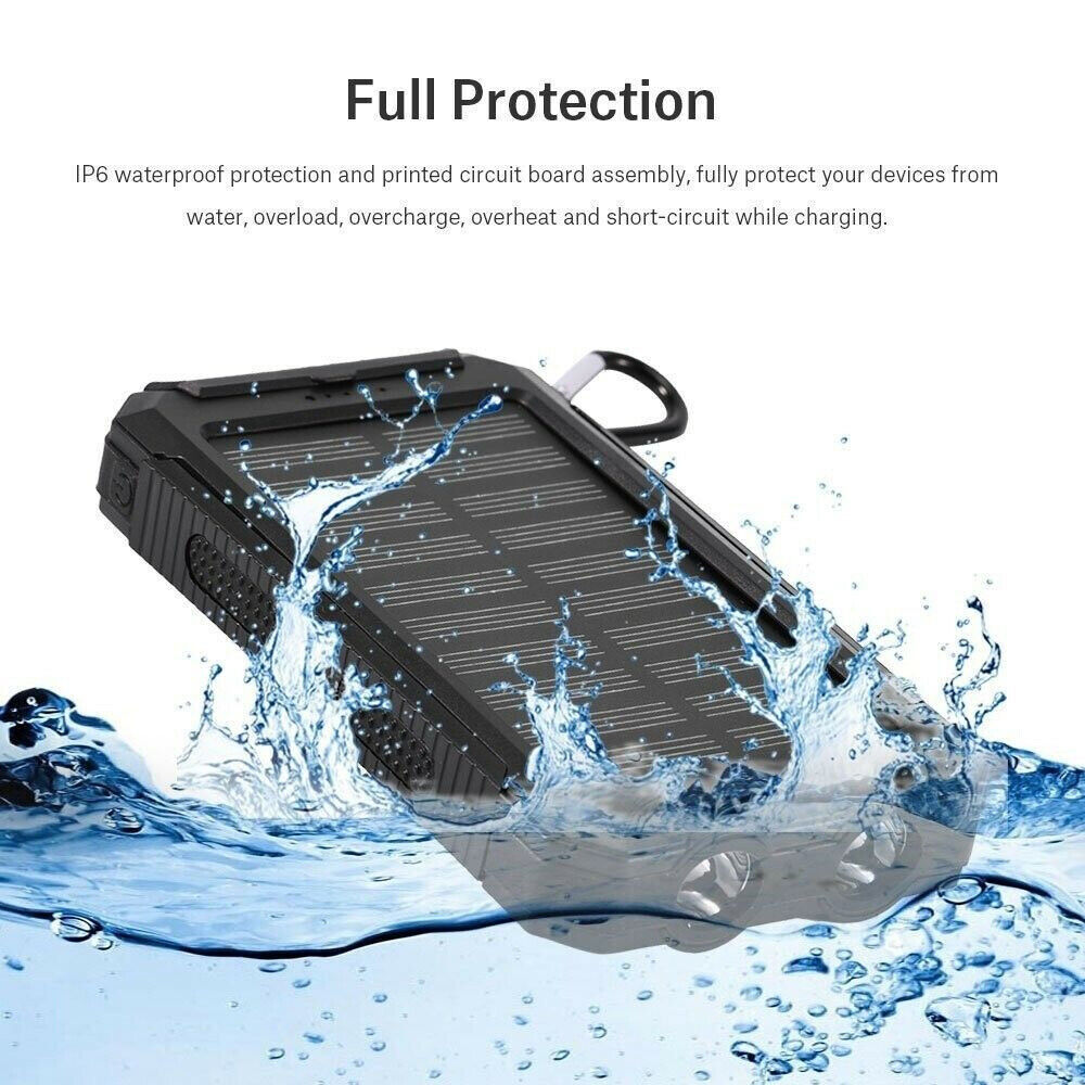 1o000mAh Solar Power Bank Waterproof 2USB LED Battery Charger For Cell Phone - Image 7